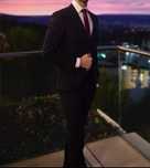 Costum SEROUSSI bluemarin închis (sacou + pantalon + cravată)