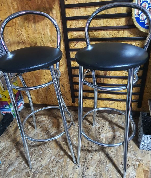 Set 2 Scaune Bar, sezut piele ecologica neagra, stare foarte buna