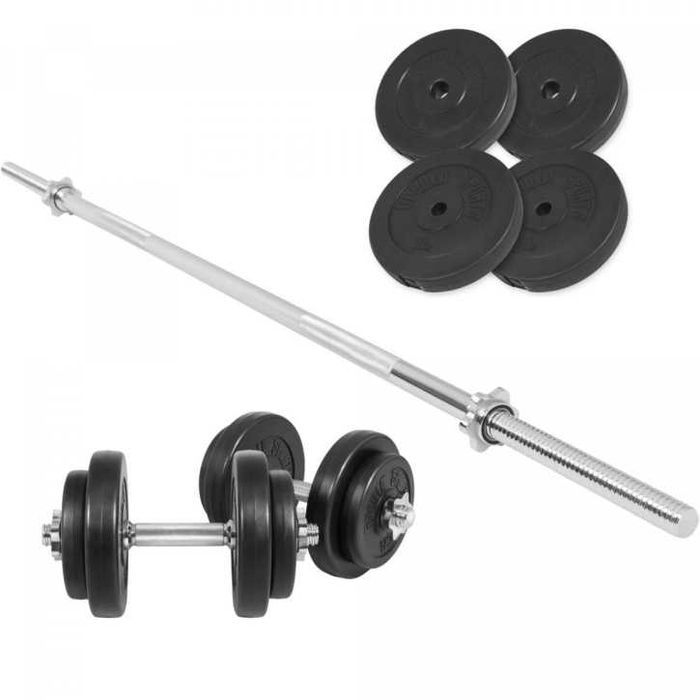 Set bara piept cu gantere și 60 kg discuri din ciment