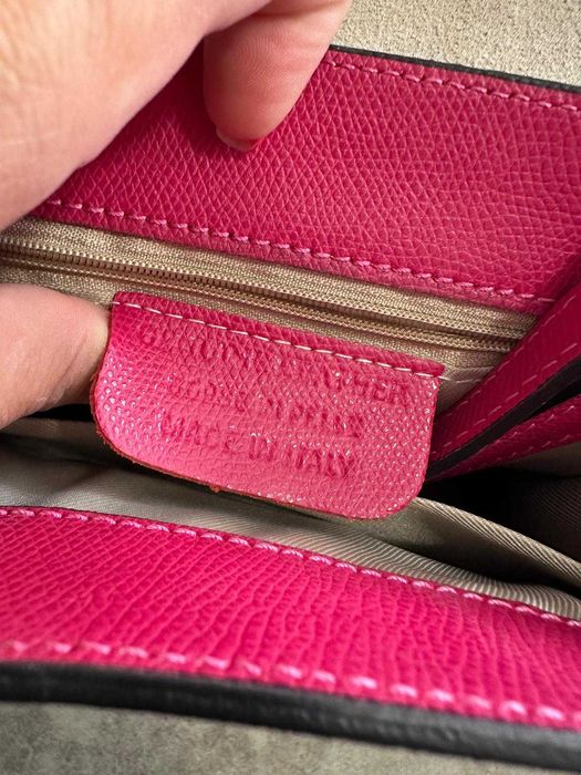 Geanta de piele naturala roz fucsia Italia