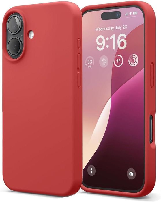 Матов силиконов кейс за apple iphone 17 - червен