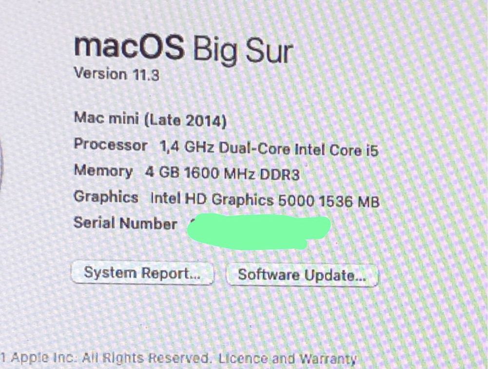 Apple Mac mini late 2014, I5, 1,4 GHz