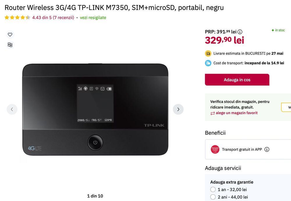 Router Mobil Wireless 4G, TP-LINK M7350 (5 bucati)