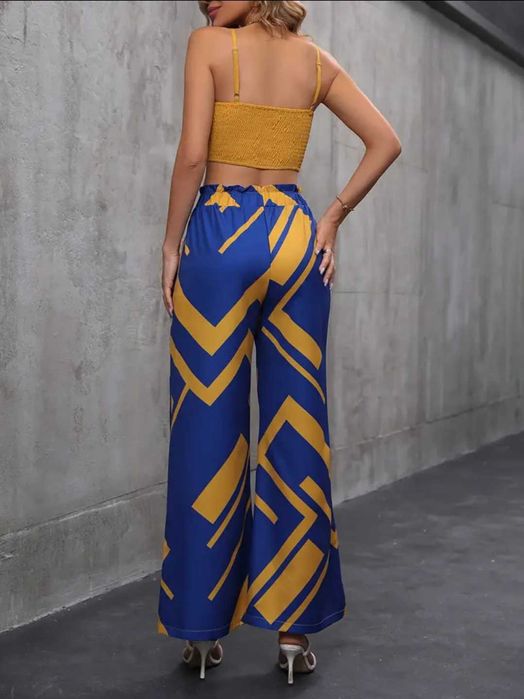 Compleu damă ieftin vară costum  casual pantaloni top galben