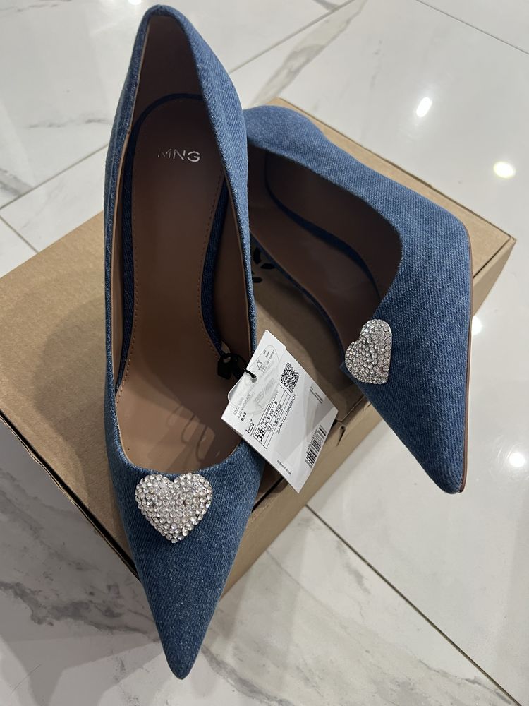 Дамски обувки Mango denim с ток стилето