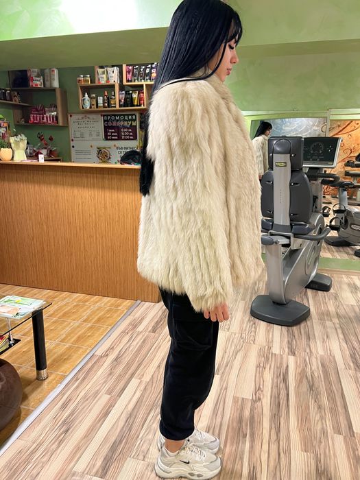 Кожено палто от сребърна лисица/синя лисица/ мярка М