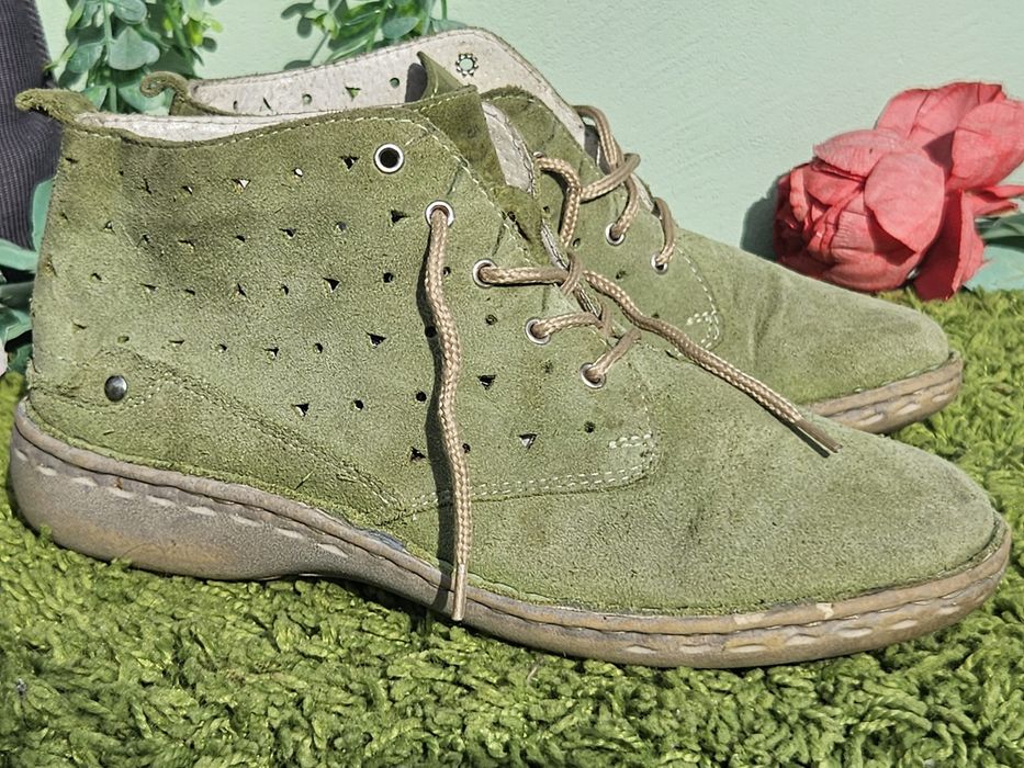 Обувки естествен велур в зелено N38