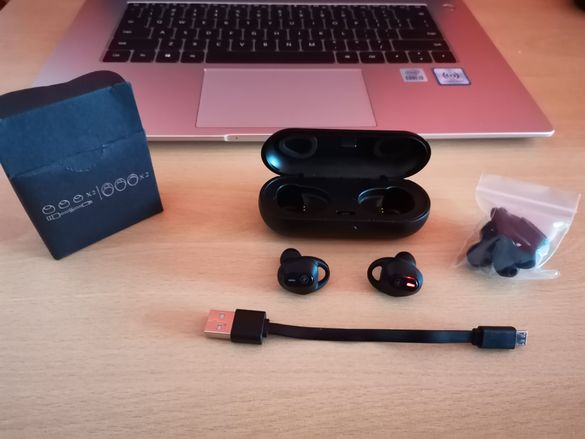 Слушалки Mini Bluetooth A+ 3D sound, TWS, Черни