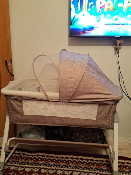 манеж детский серый