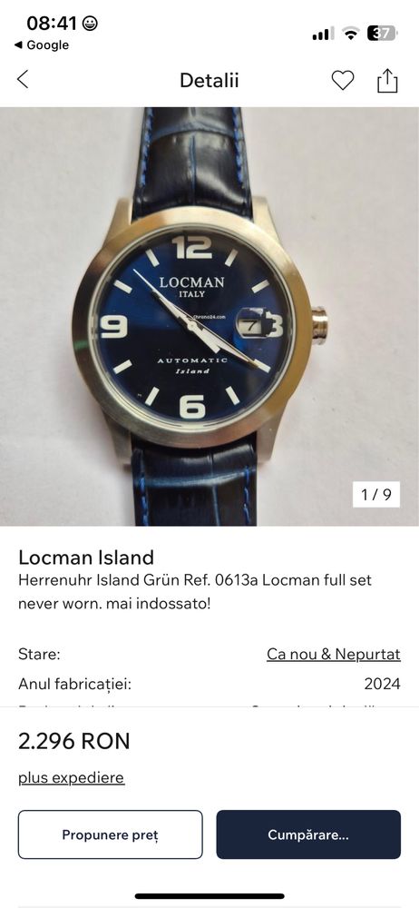 Ceas automatic Locman Island , 40mm , Otel si Titan