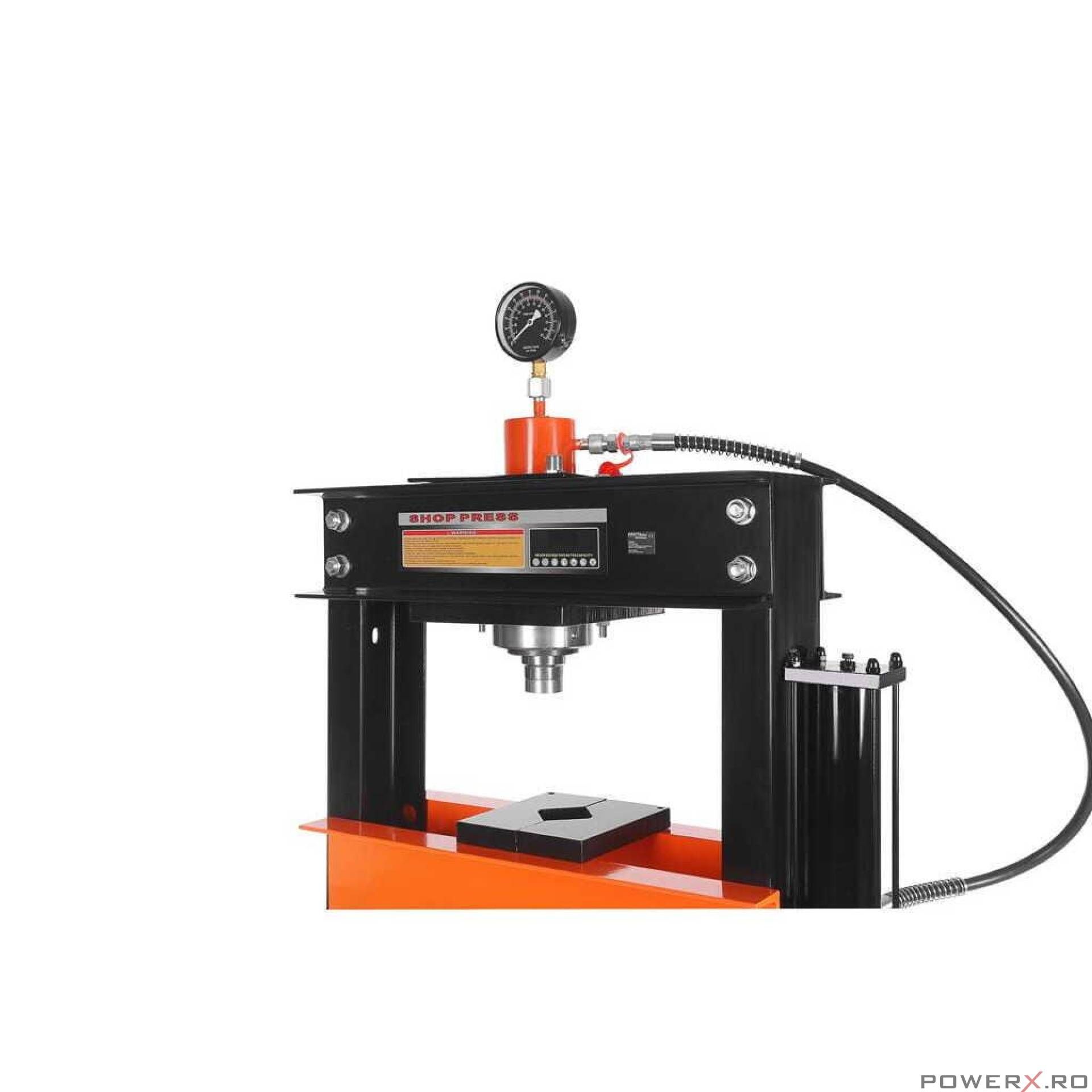 Presa hidraulica pneumatica 30 tone, cu piston glisant si manometru, 8