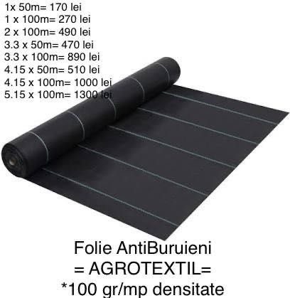 FOLIE MULCIRE=AGROTEXTIL, AntiBuruieni, Garanție=Aditivată UV,Calitate