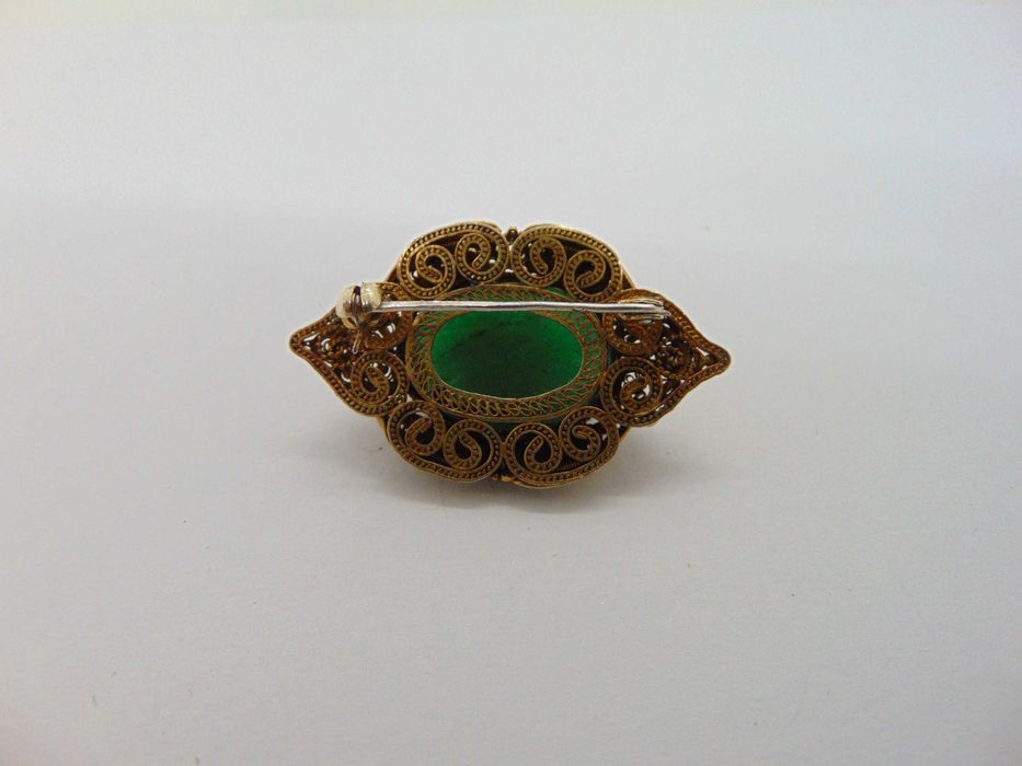 Brosa din argint filigran aurit si aventurin