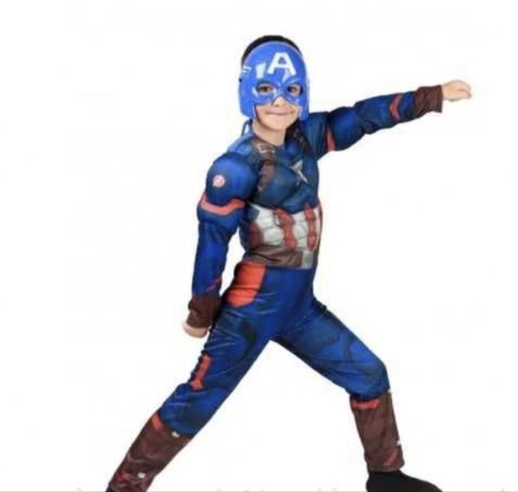 Детски Костюм Капитан Америка с Маска и Мускули