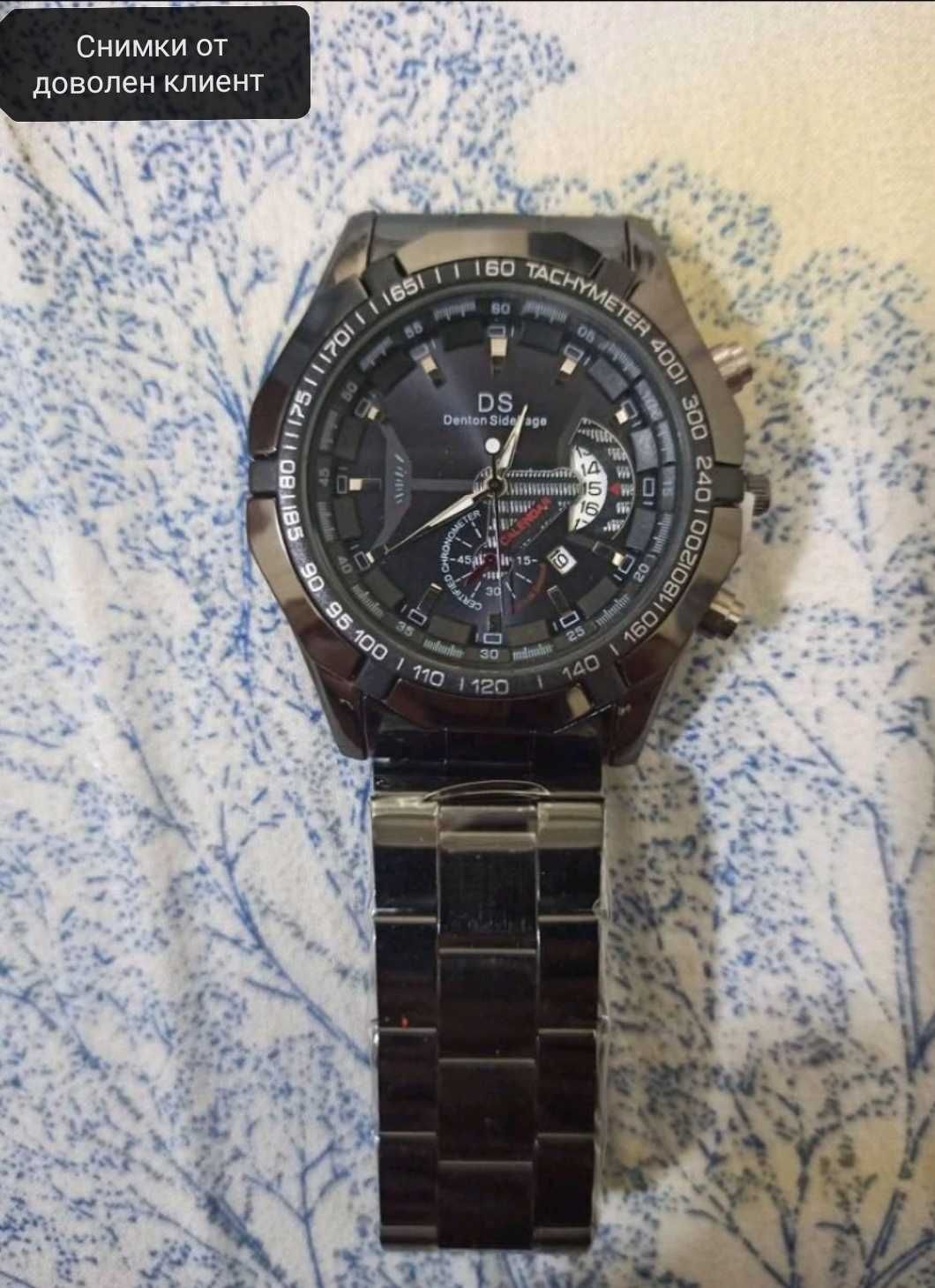 Водоустойчив кварцов мъжки черен часовник за подарък