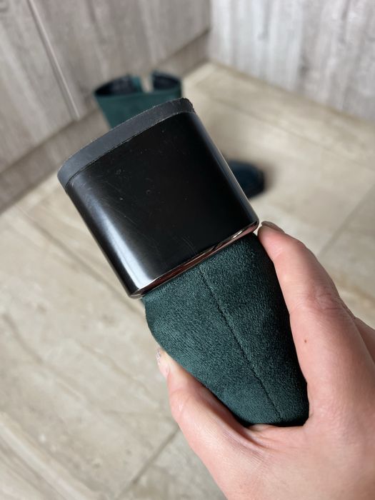 Боти S.Barski от естествен велур в зелен цвят