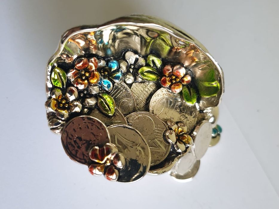 miniatura bibelou scoica monede euro argint laminat Italia ca noua