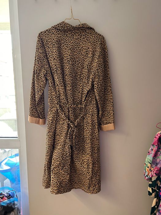 Leopard long trench woman