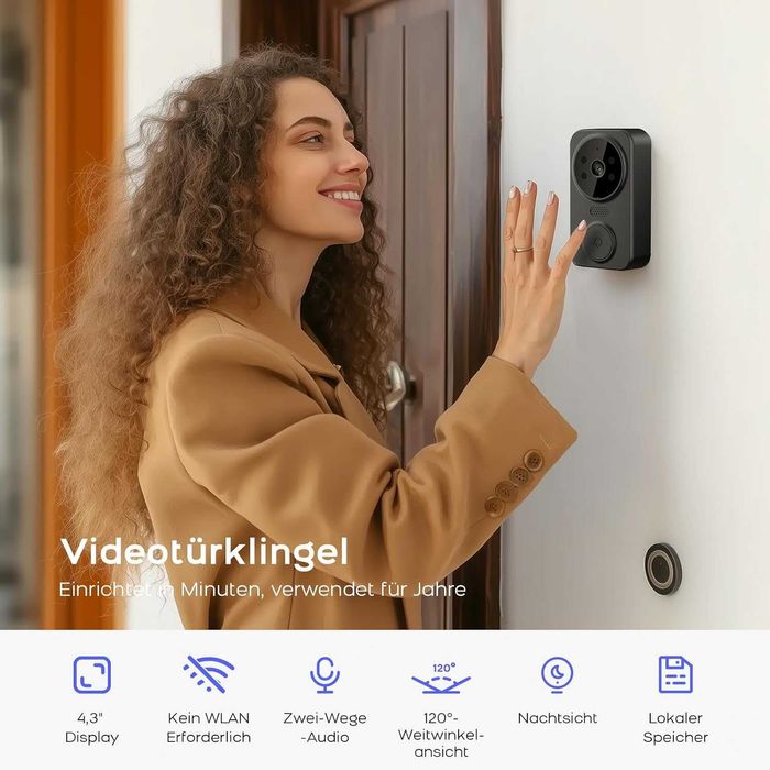 XNH интелигентен звънец с камера, 4.3" приемник, bluetooth
