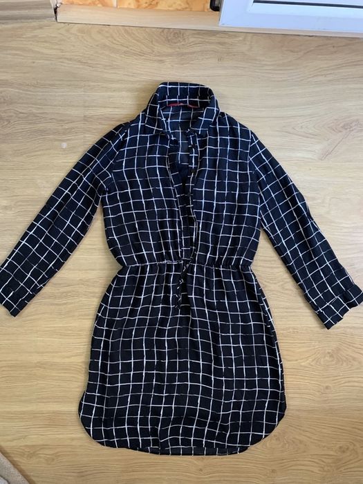 Rochie voal maneca lunga negru alb YD marime XS
