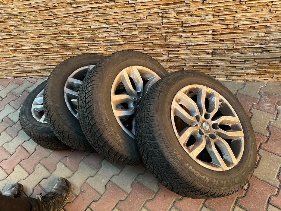 Set 4 roți jante originale R17 + anvelope RUNFLAT Dunlop iarna BMW x3
