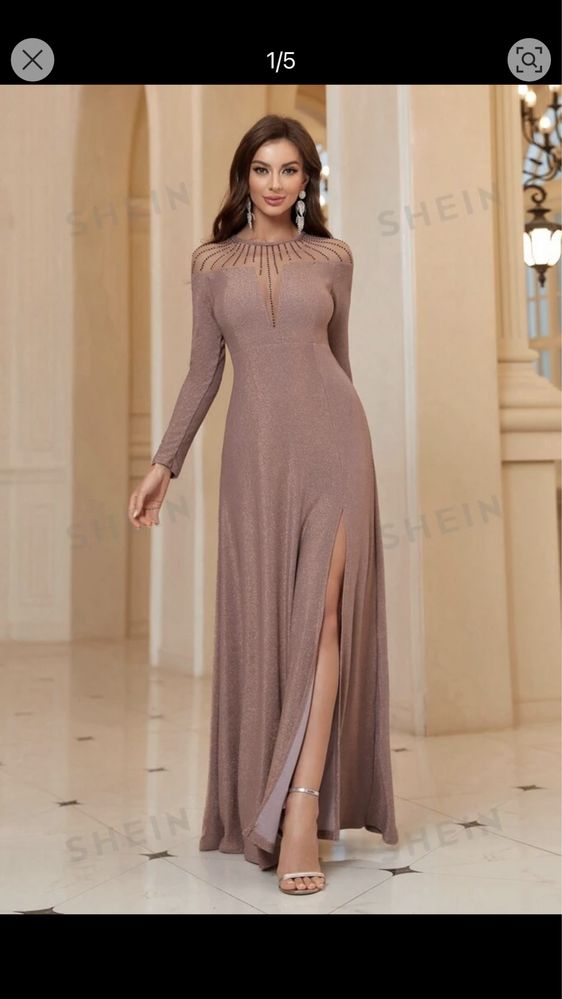Rochie lunga lurex roz prafuit