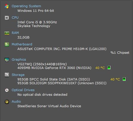 Calculator gaming Intel i5 11600KF 32GB RAM Geforce RTX 3060 12GB