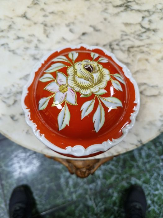 Стара рядка антикварна порцеланова кутия за бижута Schau bach Kunst