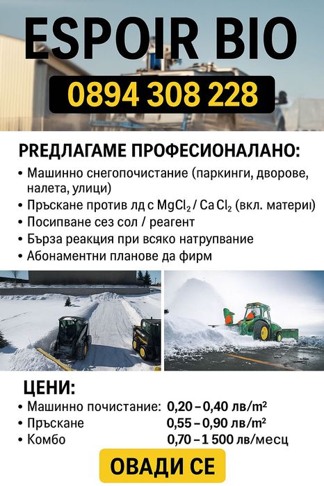 Снегопочистване и пръскане против лед