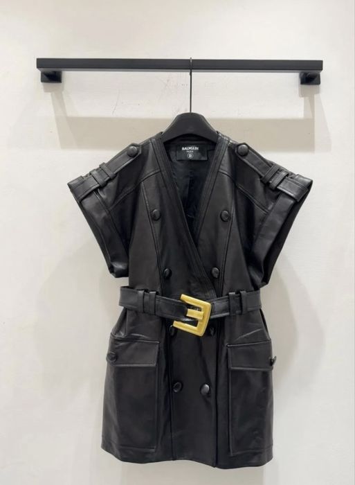 Рокля Balmain кожена