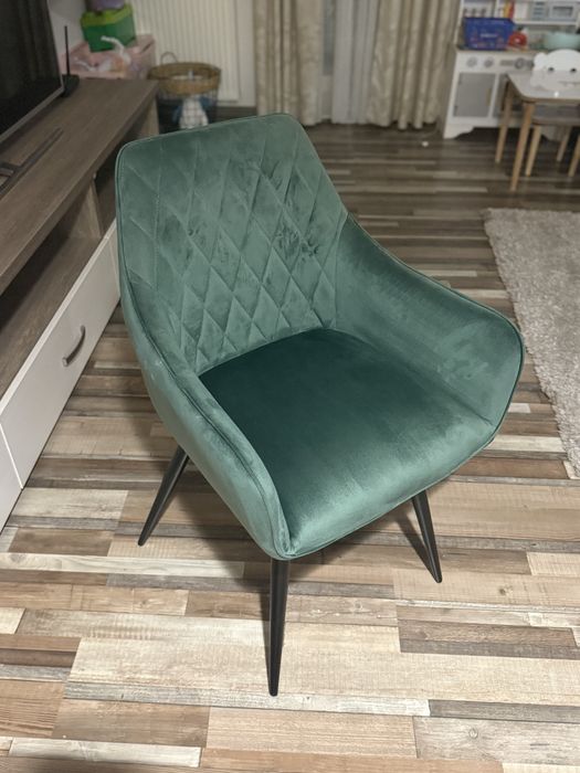 Scaune din catifea smarald 4 bucati