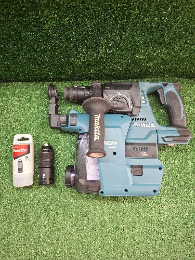 Безчетков перфоратор на Makita BHR243 с ЧИСТО НОВ прахоуловител DX07
