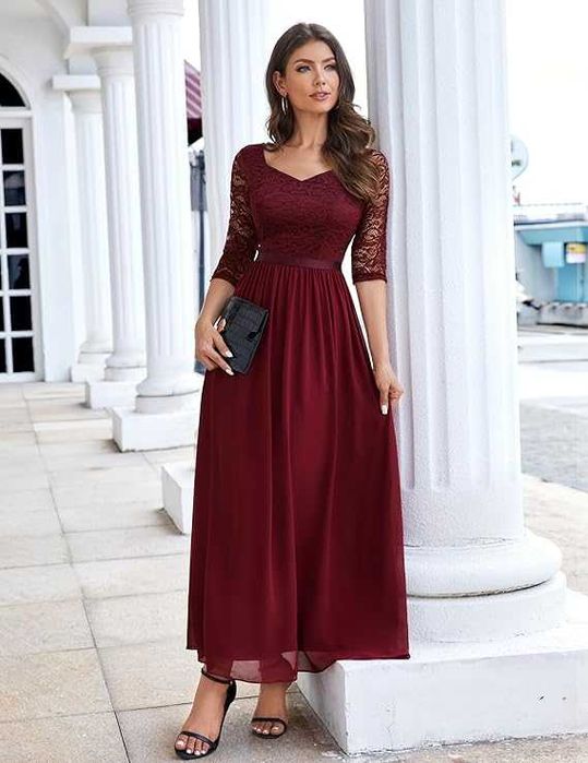 Елегантна дамска рокля Wedtrend, размер L, дълга дантелена рокля