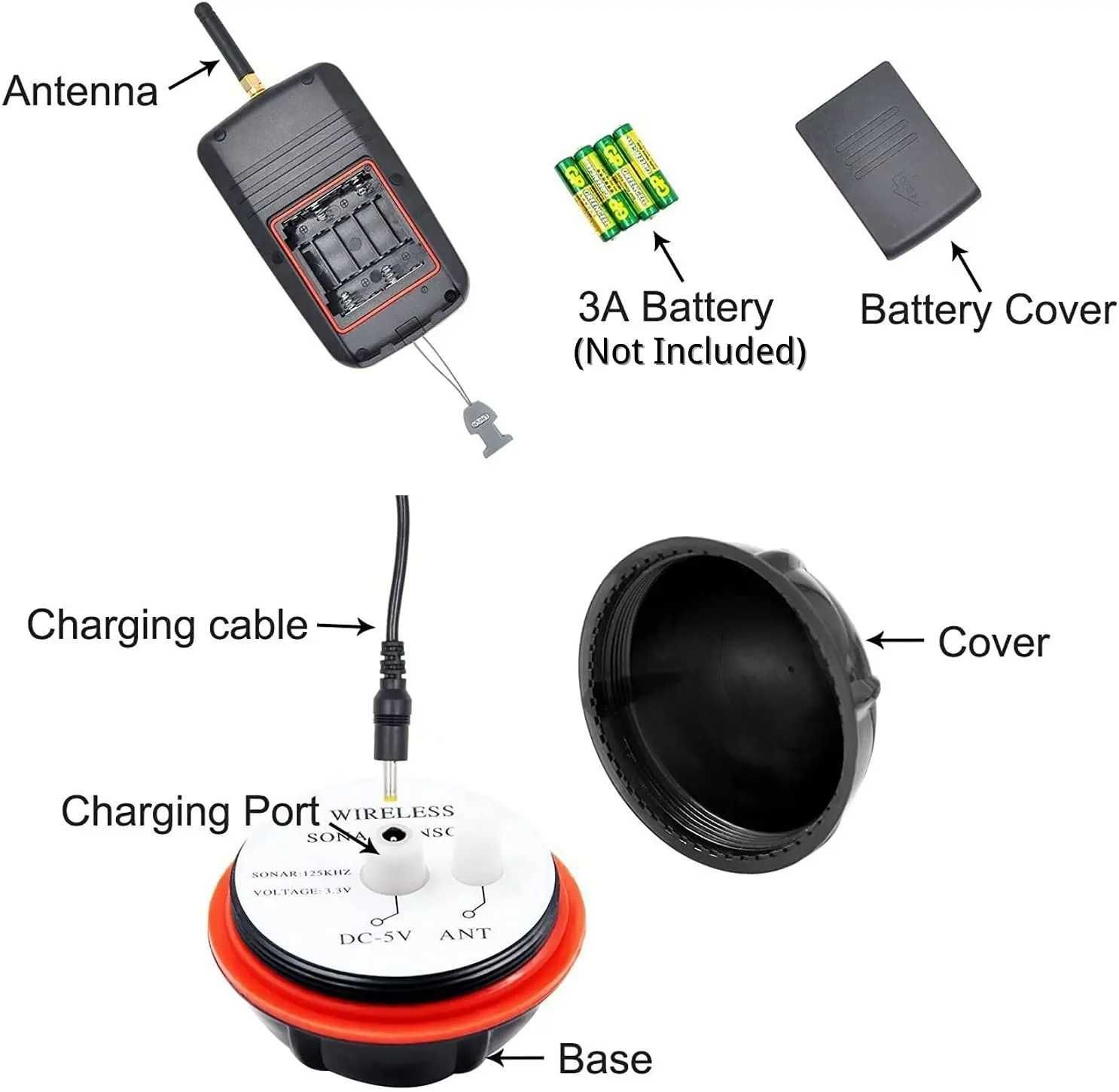 Безжичен сонар за риболов Fish Finder XJ01B – сензор с USB зареждане