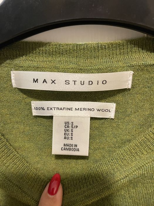 100% мерино зелен фин пуловер Max Studio