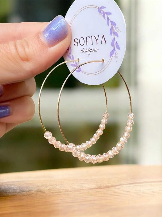 Ръчно изработени обеци Халки от Неръждаема стомана с Цирконий