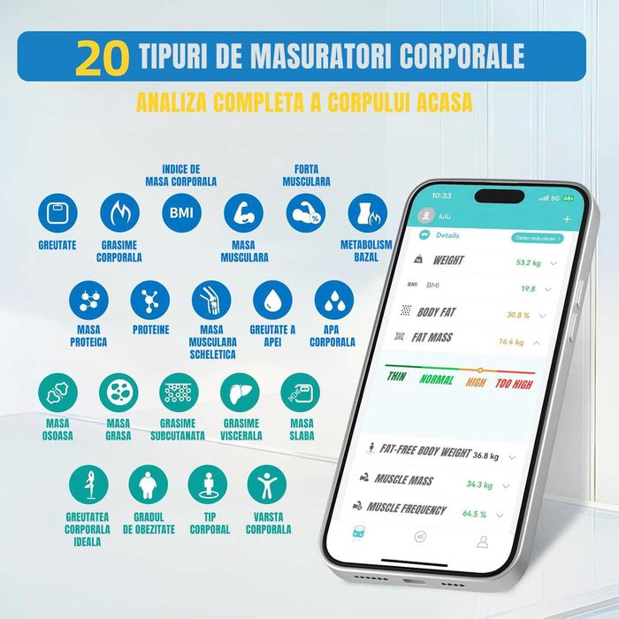 Cantar Smart LePulse Professional, 20 indici, 8 senzori analiza, nou