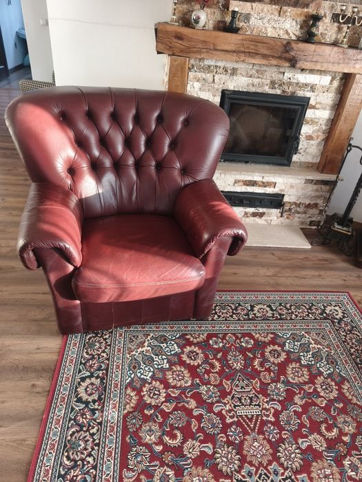 Fotoliu masiv piele Chesterfield