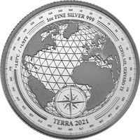 Moneda argint 9999 lingou, Terra 2021 31 grame