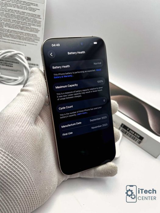 iPhone 15 Pro, 256GB, Natural, 100% батерия, КАТО НОВ, 1г. ГАРАНЦИЯ