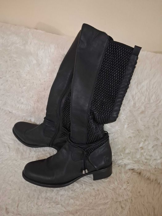 Cizme Rieker 39,noi,comode,piele elastica pe picior