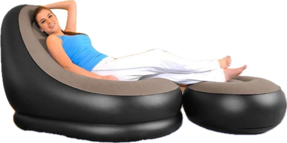 Fotoliu gonflabil cu suport pentru pucioare suprafata catifelata