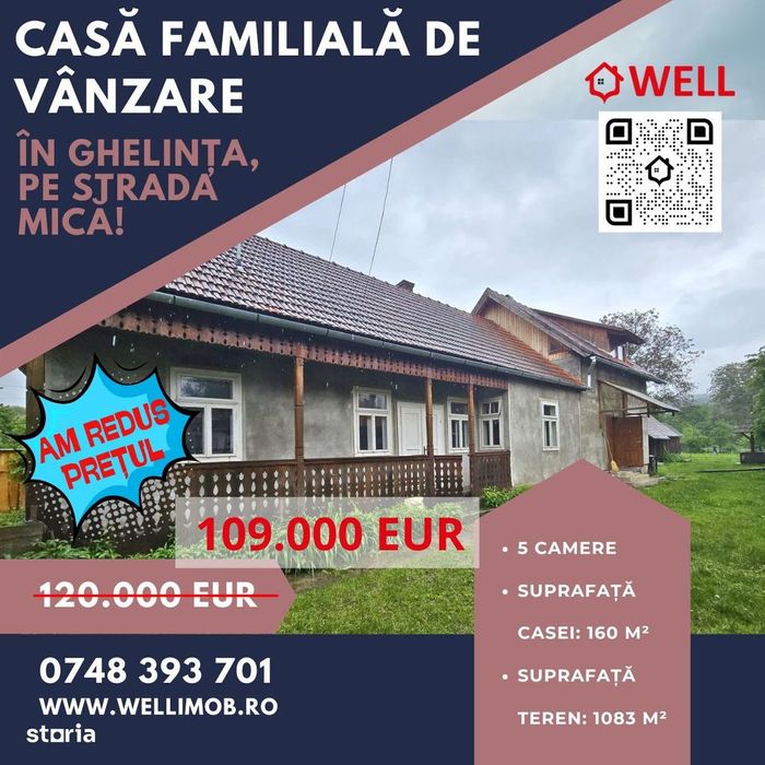 Casă de vânzare în Ghelința, pe strada Mică!