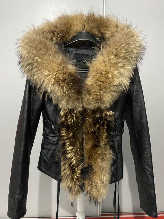 Кожено яке с естествен пух