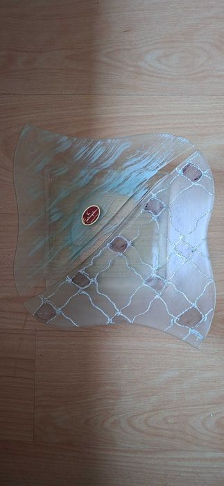 Farfurie decorativa din sticla fabricata in Italia