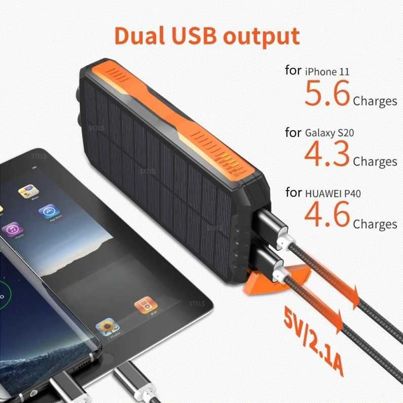 Преносима батерия STELS SolarPro 16K, PowerBank 16000mAh, LED фенер