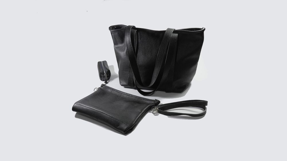 Шопер + клатч + ключница из натуральной кожи, ручная работа