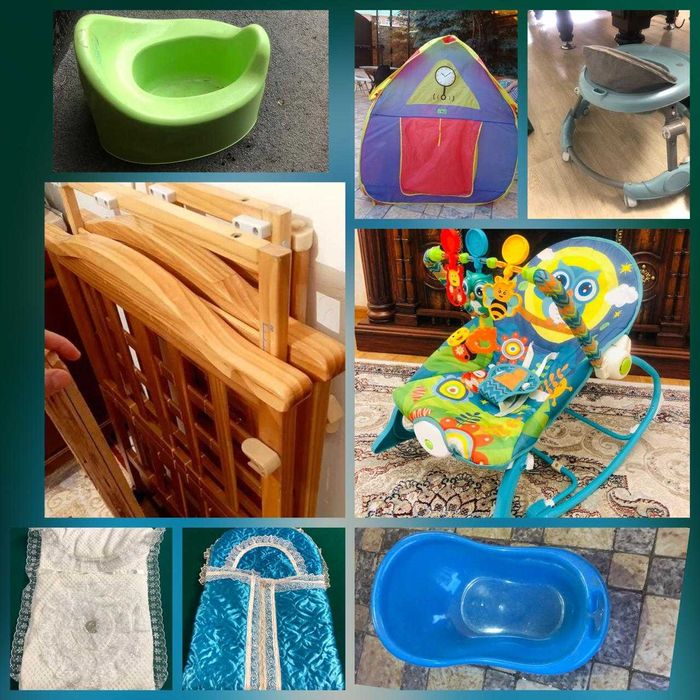 Манеж+Палатка+ЛЮЛЬКА+Ходунок и так далее ВСЕ что на фото за 8 000 тг.