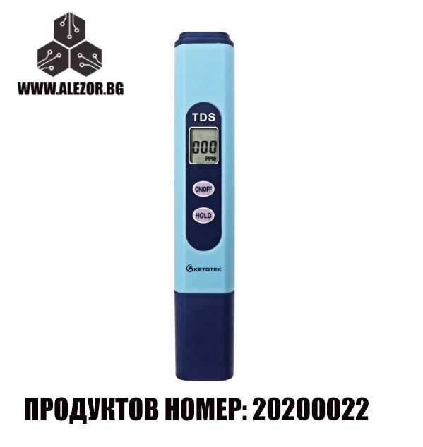 TDS метър, 0-9990 ppm,0-50°С, 2х1,5V Ag13 тдс твърди частици, 20200022