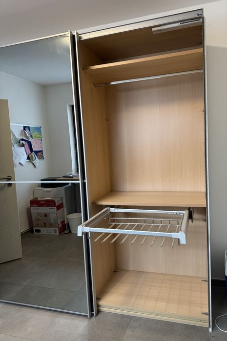Dressing/Dulap 280/220/63 cm 3 usi culisante sticla gri/oglinda